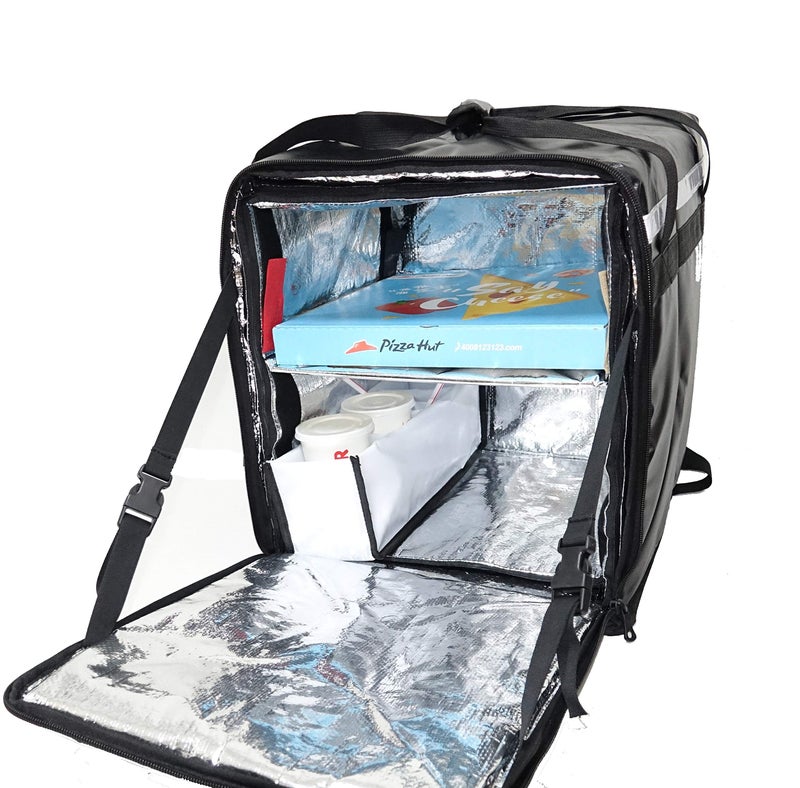 Packir PK-76F: Large Doubledeck Insulated Pizza/Food Delivery Backpack, 16"x 15"x 18", with Divider, Cup Holder. Waterproof Thermal Food Take-Out Box, Keep Hot/Cold, 76Liters (Black) - Image 1